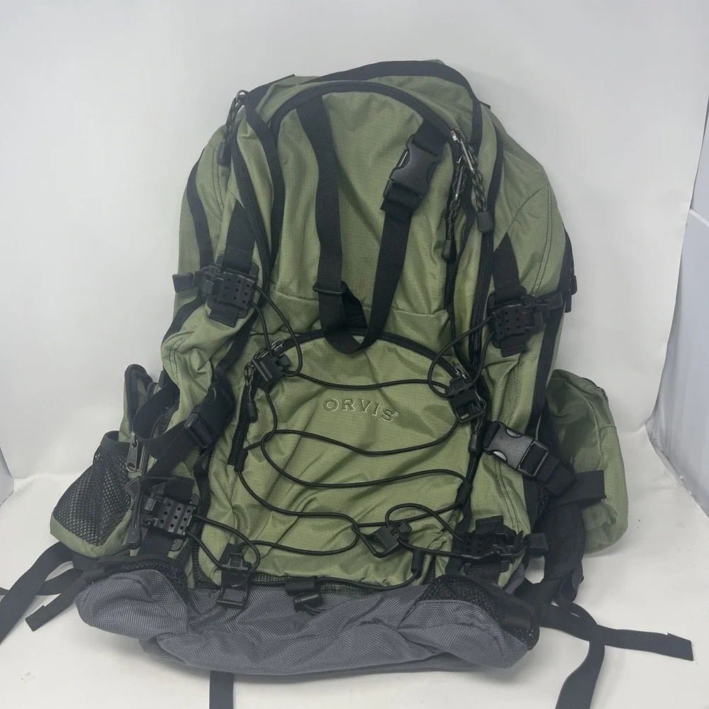 Orvis Fly Fishing Backpack Olive Drab Hiking Rod Bag Water-Resistant